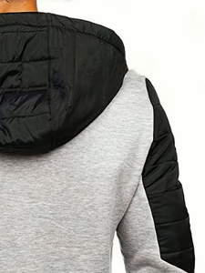 Winter Men's Hooded <b>Fleece</b> French Terry Bomber Jacket Zippers Solid Color Lantern Sleeve 280gsm Windproof Breathable - Product Image 5