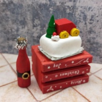 Miniature 1:12 meubles de noël bois plastique argile bricolage jouets pour maison de poupée décoration artisanat asiatique
