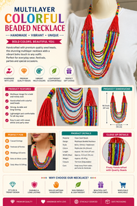 Multilayer Colorful Seed Bead <b>Necklace</b> Handmade Boho <b>Statement</b> Jewelry Ethnic Fashion Beaded <b>Necklace</b> Set - Product Image 4