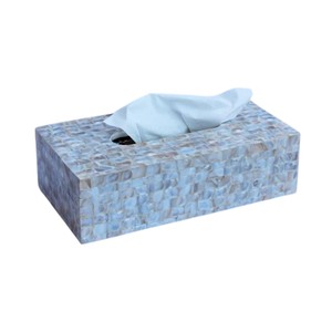 Caja de pañuelos rectangular de alta gama con incrustaciones de nácar y madera hecha a mano para decoración del hogar - Product Image 5