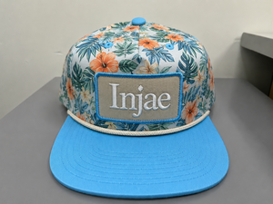 Wholesale Custom Patch Rope Hat Trendy Tropical Floral <b>Vintage</b> 5 Panel Flat Brim Snapback Injae Summer Beachwear <b>Caps</b> - Product Image 1
