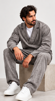 Ensemble de survêtement décontracté pour homme, coupe oversize, effet délavé, avec pull à col ras du cou et pantalon de jogging, idéal pour l'automne, ensemble 2 pièces assorti