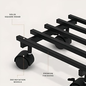 Base rectangular para plantas con ruedas bloqueables, base de plástico negro, fácil de montar, soporte para trellis - Product Image 4