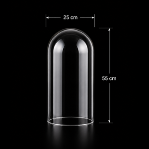 G021-22-23-A 25x55 mm. Cúpula de Cristal para Exhibición con Asa Superior de Diamantes y Base Dorada Escalonada - Product Image 3