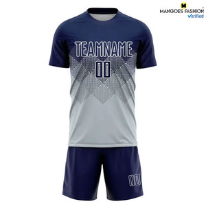 Soccer Game Training Wear Premium Custom <b>Silver</b> Navy-<b>White</b> Sublimation Uniform Jersey Short Breathable Tagless Collar Clean - Product Image 4
