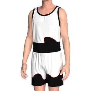Ensemble d'uniformes de boxe personnalisés en gros pour hommes, blanc et noir, avec gilet et short en maille respirante, tenue de sport d'entraînement et de combat OEM - Product Image 1