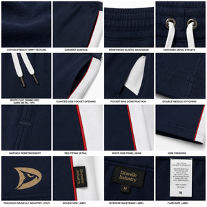 Shorts Bermuda Homme Bleu Marine à Cordon de Serrage avec Bandes Latérales Blanches et Logo – Collection Décontractée 2026 (Vente en Gros) - Product Image 5