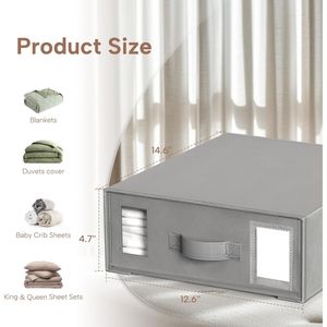 Linen Closet Organizer <b>Box</b> 6-Pack Foldable Bedding Holder for King/Queen Sheets Duvet Covers & <b>Blankets</b> Grey - Product Image 4