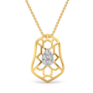 Collar con Colgante de Diamante en Forma de Pera, Diseño Arquitectónico Geométrico Calado - Product Image 2