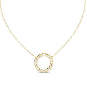 Collier pendentif en or 18 carats avec diamants ovales et baguettes pour femme, bijoux minimalistes de luxe, cadeau d'anniversaire - Product Image 3