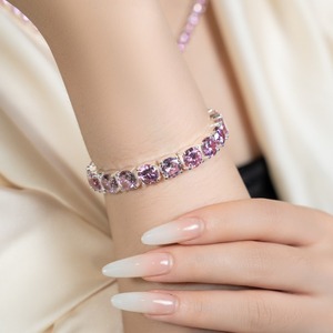 Bracelet tennis Glosbe & Co rond en moissanite GRA pleine, 4,5 mm, pour usage quotidien, synthétique (moissanite cultivée en laboratoire), classique vietnamien, en argent sterling - Product Image 1