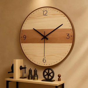 Horloge murale en bois de style centenaire, horloge silencieuse moderne, cadran en noyer américain - Product Image 4