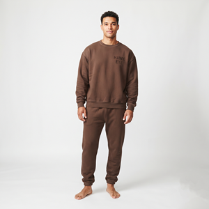 <b>Men's</b> Sweatsuit Sweatshirt Jogger Set Two Piece Tracksuit Crew Neck Drop Shoulder <b>Pullover</b> Casual Streetwear Custom Log - Product Image 1