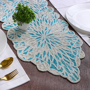 Handmade Beaded Table Runner with Striped Pattern Royal Decorative Item for Home Hotel and Restaurant Christmas Gift Idea - Product Image 3