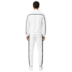 Custom Streetwear <b>White</b> Full <b>Zip</b> Piping Panel Contrast Hoodies Sets Men Heavyweight 450 GSM Warmup Winter Training Jogging Wear - Product Image 2
