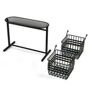 Modern Metal <b>Basket</b> Organizer with 2 Hanging Bins 14.25 in x 10.25 in Reusable Storage Rack for Kitchen or Bathroom - Product Image 5