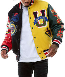 Chaqueta Varsity de Béisbol de Invierno Transpirable con Cuello Alto y Mangas de Cuero de Dos Colores con Bordado de Logotipo Personalizado de Alta Calidad - Product Image 4