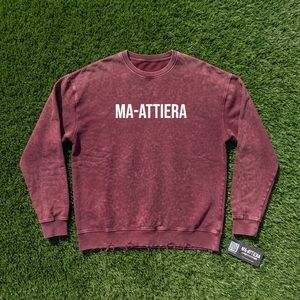 Sweat-shirt à col rond pour homme, couleur bordeaux, effet délavé, imprimé graphique, manches longues, ourlet déchiré, style streetwear décontracté - Product Image 6