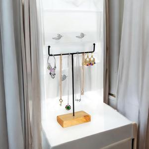 Elegant T Bar Jewelry Organizer Stand With Anti Slip Base Necklace <b>Bracelet</b> Holder Compact Display For Clutter Free Vanity Setup - Product Image 3