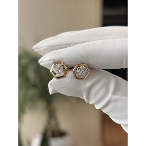Lab Grown Diamond Hexagon Geometric Stud <b>Earrings</b> 0.25 Ct Minimalist Designer Fine Jewelry for Women Sterling Silver <b>Post</b> - Product Image 5