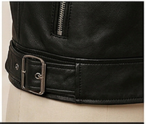 Women's Black Sheep Skin <b>Biker</b> <b>Jacket</b> Embroidered Back Design Slim Fit Asymmetrical Zipper Windproof ODM Winter Moto <b>Jacket</b> - Product Image 6