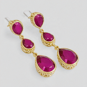 Boucles d'oreilles pendantes en argent sterling massif 925 à la mode pour femmes élégantes estampillées 925 pour cadeau - Product Image 2