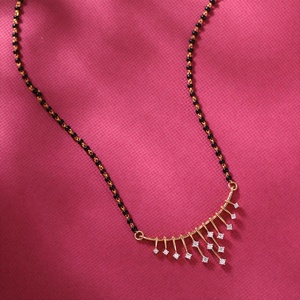 18K Yellow Gold Diamond Pendant Mangalsutra Necklace <b>Emerald</b>-Cut Accents Elegant Milestone Gift - Product Image 1