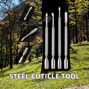 Fettle Med - Empujador y Removedor de Cutículas para Uñas, Acero Inoxidable, Herramientas de Manicura para Piel Muerta, Reutilizables, de Doble Punta, Alta Calidad - Product Image 2