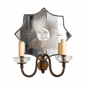 Applique Murale Vintage Miroir Visage de Soleil Double Lumière, Lampe Murale Décorative, Luminaire Mural Miroir Antique pour Décoration Intérieure - Product Image 1