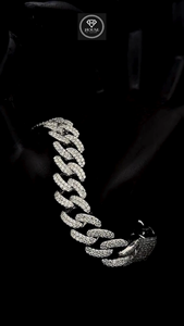 Bracelet maille cubaine Iced Out plaqué rhodium avec moissanite taille brillant rond, style hip-hop, unisexe, pour usage quotidien - Product Image 6