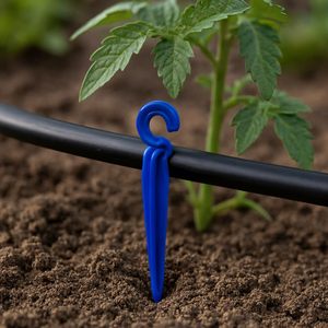 Support de tuyau d'irrigation goutte à goutte en plastique bleu avec piquet et clip en C pour système d'arrosage de jardin - Product Image 4
