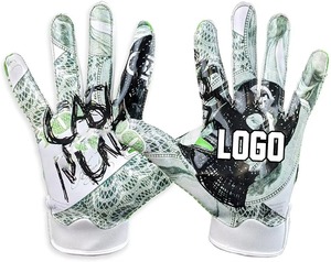 Gants de football américain personnalisés, à doigts complets, respirants, avec paume en silicone antidérapante, pour sports de plein air, unisexes, vente en gros - Product Image 6