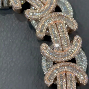 Pulsera de Lujo de Dos Tonos con Eslabones Cubanos y Diamantes Moissanita VVS de Corte Baguette, Joyería Hip Hop para Hombres y Mujeres - Product Image 2