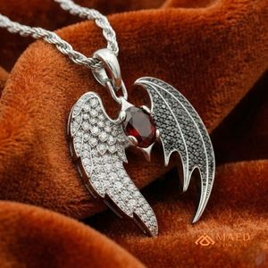 Silver <b>Angel</b> Devil Wing Moissanite Pendant Custom Hip Hop Fashion Pendant Necklace Luxury <b>Charm</b> Jewelry Gift Style Urban Shine - Product Image 5