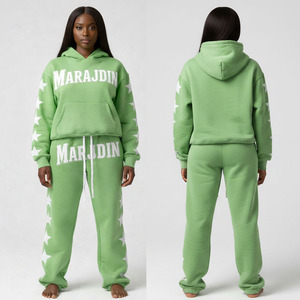 Ensemble deux pièces long personnalisé avec logo, grande taille, tenue décontractée, ensemble deux pièces mode, sweat-shirt et pantalon de jogging pour femme - Product Image 4