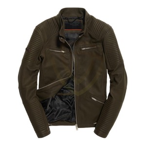 แจ็คเก็ตหนังผู้ชายสไตล์คลาสสิกแบบวิทยาลัย คอตั้ง สไตล์มอเตอร์ไซค์สำหรับฤดูหนาว ทำจากผ้าหนัง PU - Product Image 4