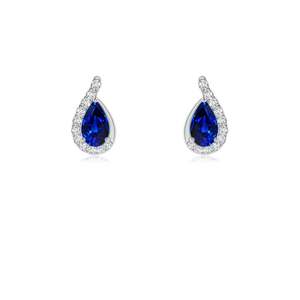 Blue Sapphire and Diamond <b>Earring</b> 14k Solid Gold Pear Cut <b>Studs</b> <b>Earrings</b> Fine Jewelry Gift for Women Anniversary <b>Earrings</b> - Product Image 1