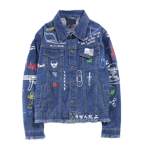 Saleh Enterprises Men Winter Y2K Hip Hop Embroidered 100% Cotton Washed Denim <b>Jacket</b> Casual <b>Trucker</b> Light Street Style - Product Image 4