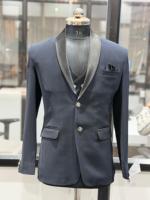 Traje de esmoquin de lujo para hombre, de excelente calidad, negro, transpirable, 100% seda, para verano, con solapa tipo chal, para novio, boda, fiesta