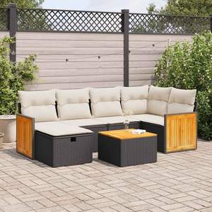 Conjunto de Sofás de Jardín en Negro y Blanco Crema para Muebles de Patio - Product Image 1