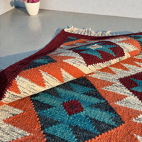 Tapis Kilim en Laine Fait Main, Motif Abstrait Moderne, Écologique, à Poil Ras, Tissage Plat, Style Bohème Vintage, Antidérapant, en PET