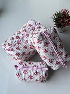 Bolsa de Cosméticos de Algodón con Estampado Floral Indio, Hecha a Mano, Ligera, Ecológica, Bolsa de Maquillaje de Viaje para Mujer con Cierre - Product Image 3
