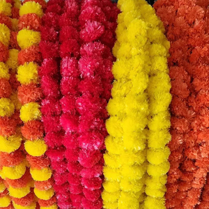 Guirnalda de Caléndulas para Diwali, Flores Artificiales Largas Hechas a Mano, Decoración India para Pooja, Bodas, Navidad, Graduaciones, San Valentín - Product Image 1