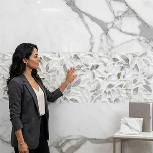 Modern Minimalist 300x600 White Glossy Ceramic <b>Wall</b> <b>Tile</b> For Professional Corporate Office And Commercial Infrastructure - Product Image 3