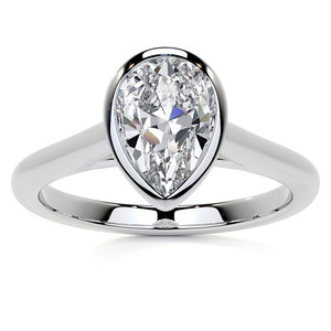 Anillo Solitario con Diamante Cultivado en Laboratorio en Forma de Pera, Chapado en Oro Blanco de 14K y 18K, con Engaste Pequeño, para Compromiso, Ideal para Mujeres y Chicas, para Fiestas - Product Image 1