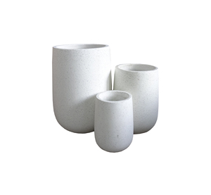 Ensemble de 3 pots à fleurs minimalistes en béton, finition blanche marbrée, pour intérieur, bureau, jardin, plantes, arbres, maison - Product Image 2