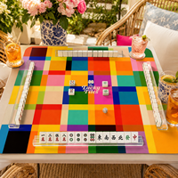 Tapis de Mahjong Original Color Block 33'' en Néoprène Premium Résistant à l'Eau Pliable Personnalisable OEM Cadeau Soirée Jeux Poker