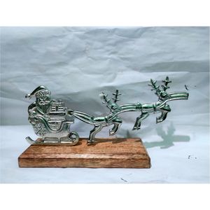 Figura Decorativa de Metal al por Mayor, Trineo de Papá Noel con Renos, Adorno de Mesa, Regalo Navideño de Lujo, Decoración para el Hogar - Product Image 1