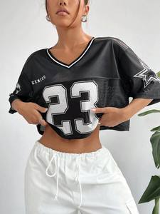 เสื้อครอปแขนสั้นผู้หญิงสำหรับฤดูร้อน ระบายอากาศได้ดี แห้งเร็ว ทรงหลวม ขายส่ง - Product Image 3