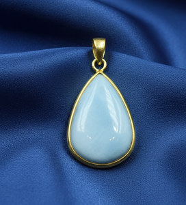 Top Quality Blue <b>Opal</b> Teardrop <b>Pendant</b> 925 Sterling Silver Yellow Gold Plated Handmade Gemstone Jewelry Minimalist Elegant Gift - Product Image 5